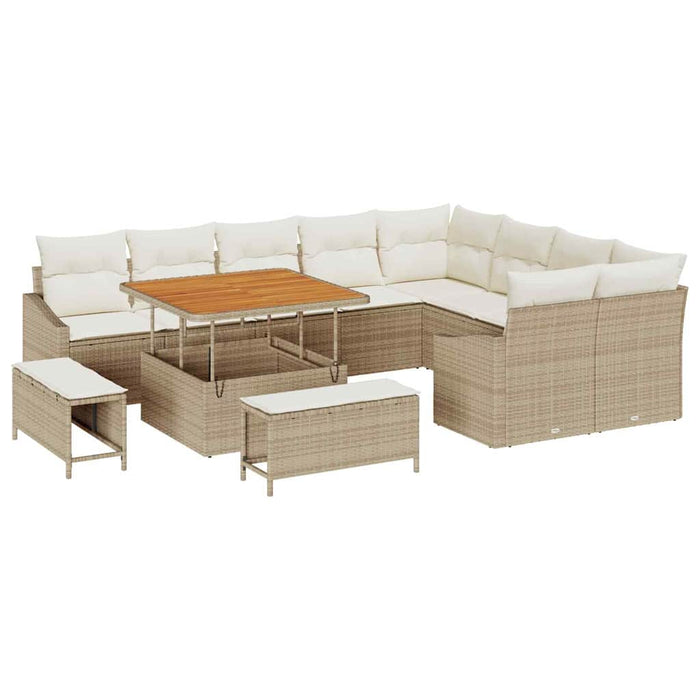 Set de canapele pentru grădină cu pernă 12 pcs Bej poliratan WALTI