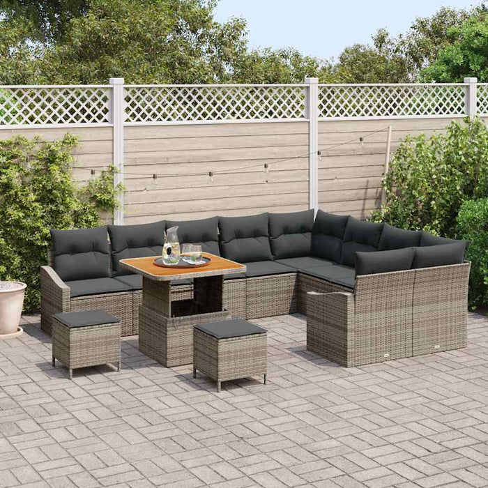 Set de canapele pentru grădină cu pernă 12 pcs Gri Rattan poli - WALTI WALTI