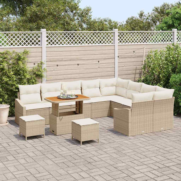 Set de canapele pentru grădină cu pernă 12 pcs Bej poliratan WALTI