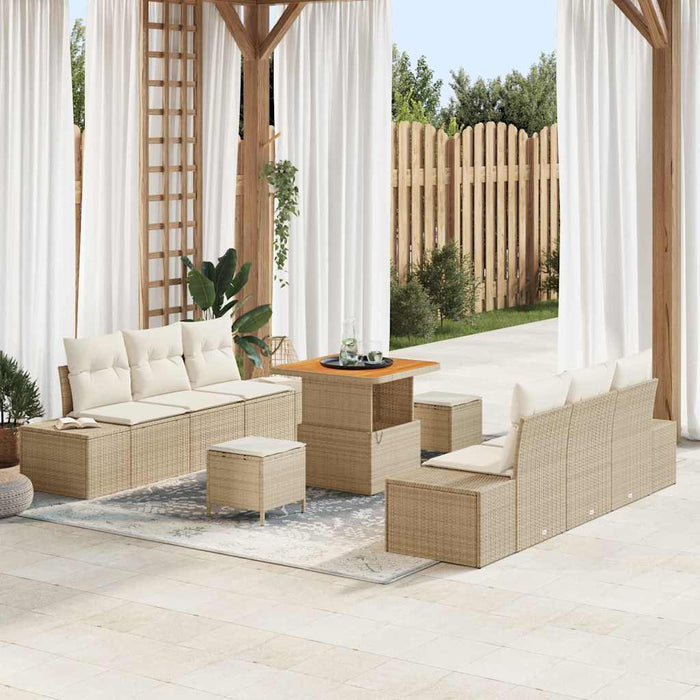 Set de canapele pentru grădină cu pernă 9 pcs Bej poliratan - WALTI WALTI