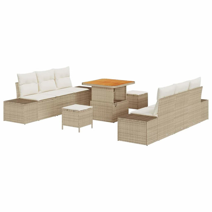 Set de canapele pentru grădină cu pernă 9 pcs Bej poliratan - WALTI WALTI