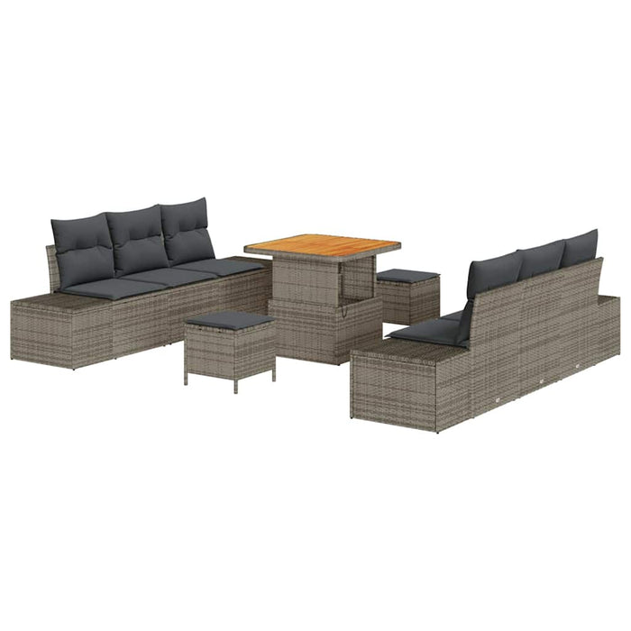 Set de canapele pentru grădină cu pernă 9 pcs Gri Rattan poli - WALTI WALTI