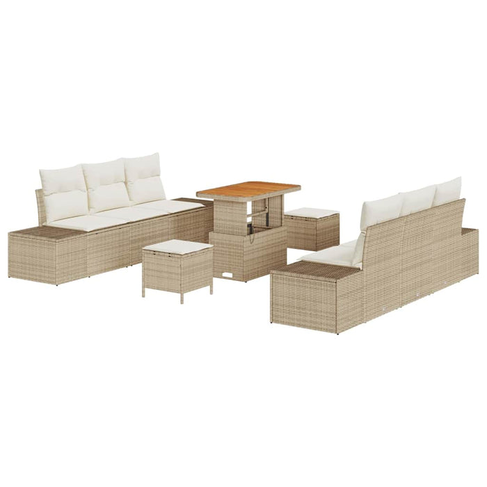 Set de canapele pentru grădină cu pernă 9 pcs Bej poliratan WALTI