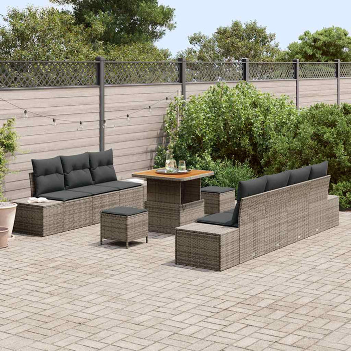 Set de canapele pentru grădină cu pernă 10 pcs Gri Rattan poli - WALTI WALTI