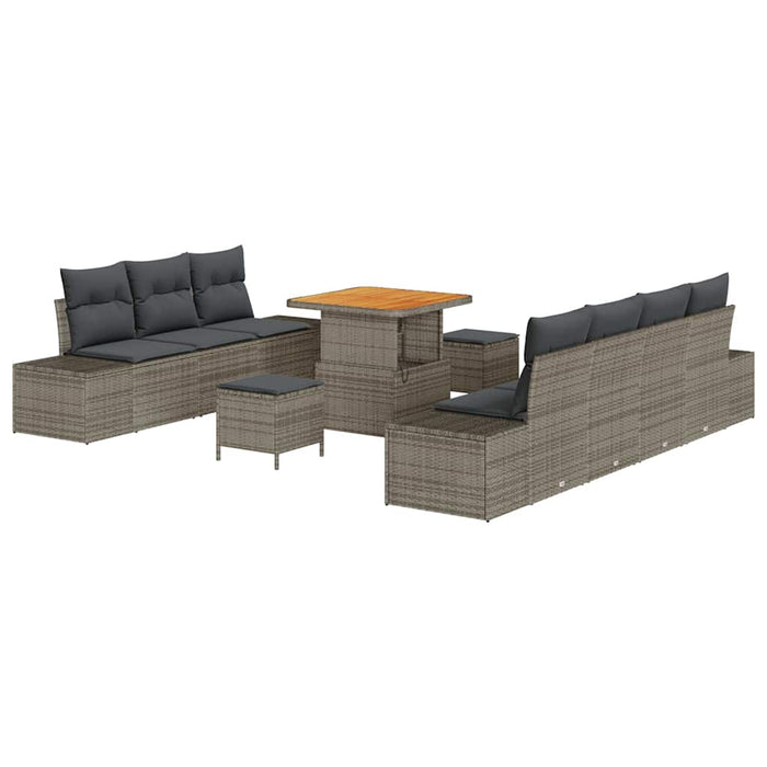 Set de canapele pentru grădină cu pernă 10 pcs Gri Rattan poli - WALTI WALTI