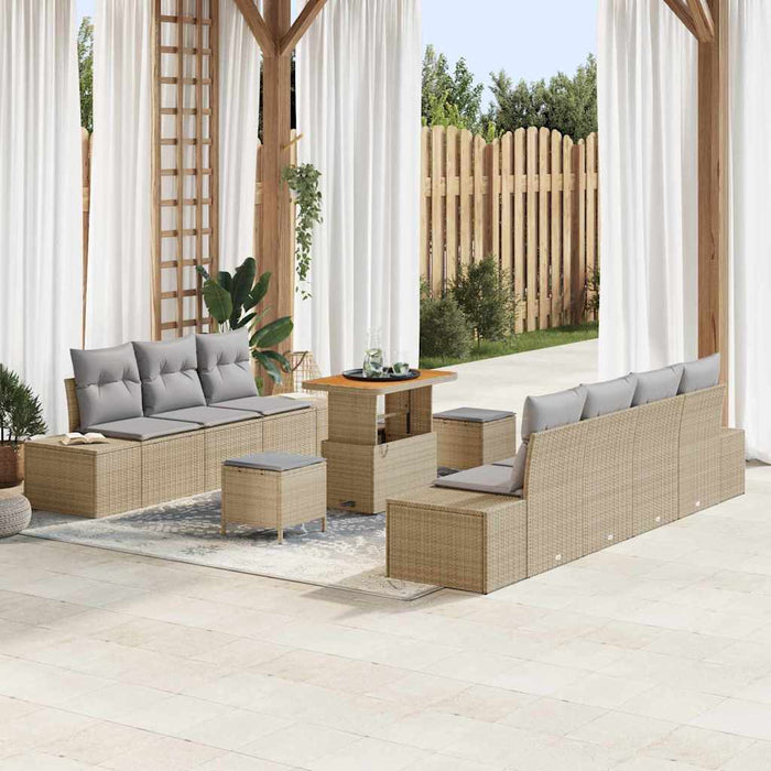 Set de canapele pentru grădină cu pernă 10 pcs Bej Rattan poli - WALTI WALTI