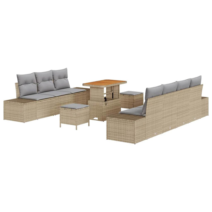 Set de canapele pentru grădină cu pernă 10 pcs Bej Rattan poli - WALTI WALTI