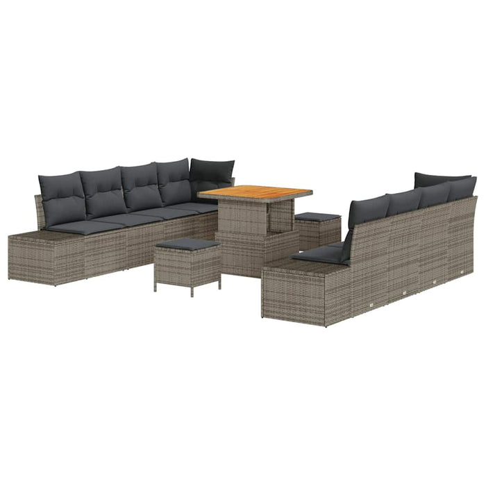 Set de canapele pentru grădină cu pernă 11 pcs Gri Rattan poli - WALTI WALTI