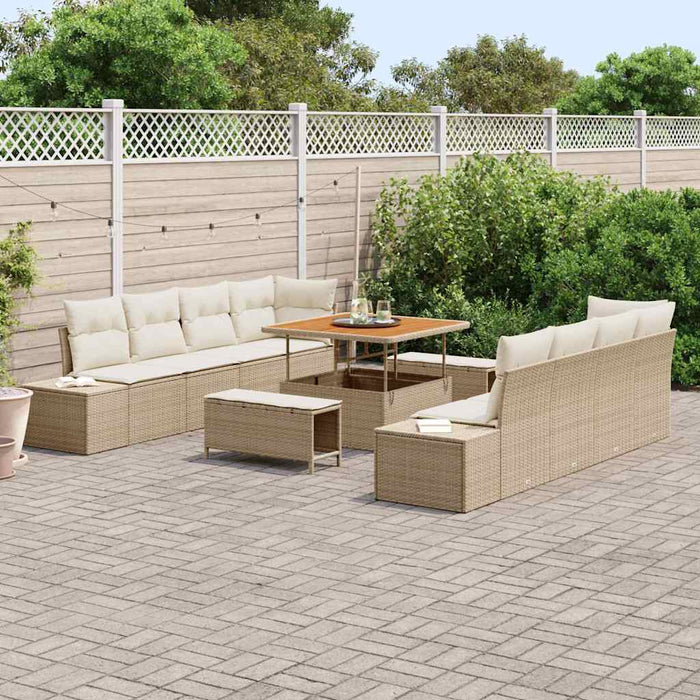 Set de canapele pentru grădină cu pernă 11 pcs Bej Rattan poli - WALTI WALTI