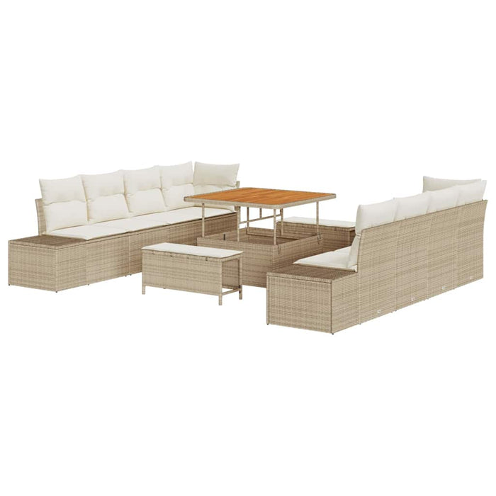 Set de canapele pentru grădină cu pernă 11 pcs Bej Rattan poli - WALTI WALTI