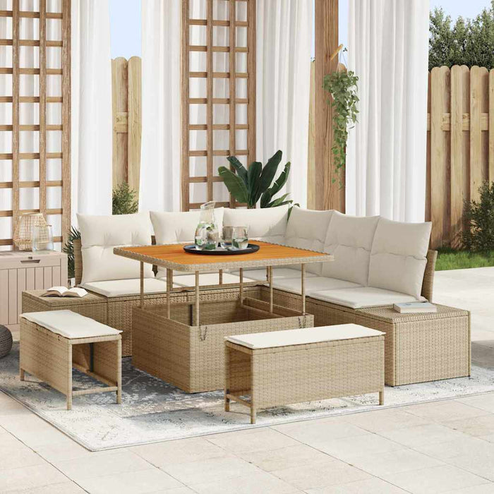 Set de canapele pentru grădină cu pernă 8 pcs Bej poliratan - WALTI WALTI