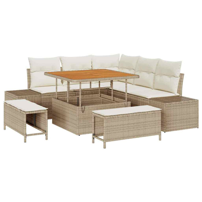 Set de canapele pentru grădină cu pernă 8 pcs Bej poliratan - WALTI WALTI