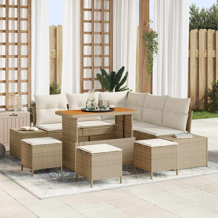 Set de canapele pentru grădină cu pernă 9 pcs Bej poliratan - WALTI WALTI