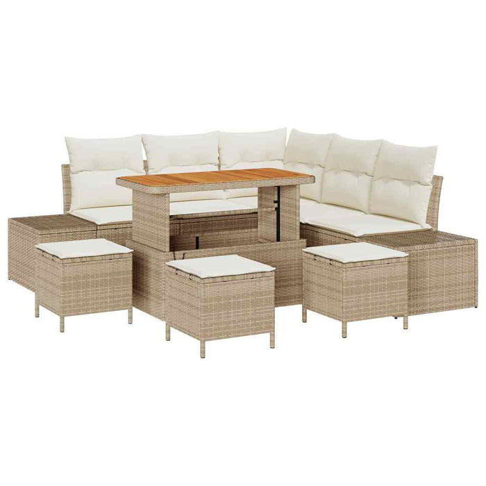 Set de canapele pentru grădină cu pernă 9 pcs Bej poliratan - WALTI WALTI
