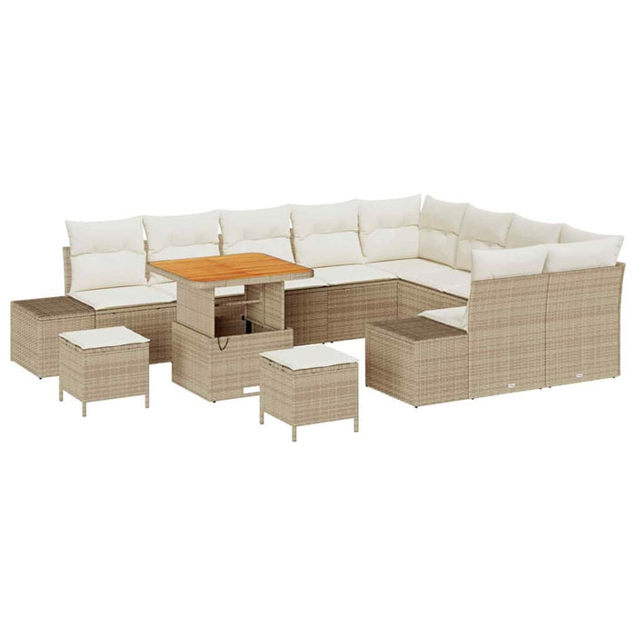 Set de canapele pentru grădină cu pernă 12 pcs Bej poliratan WALTI