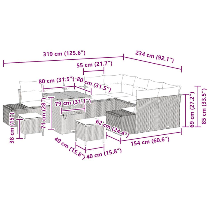 Set de canapele pentru grădină 12 pcs Gri Rattan poli - WALTI WALTI
