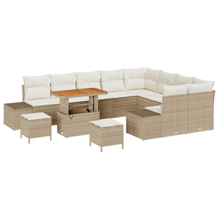 Set de canapele pentru grădină cu pernă 12 pcs Bej poliratan WALTI