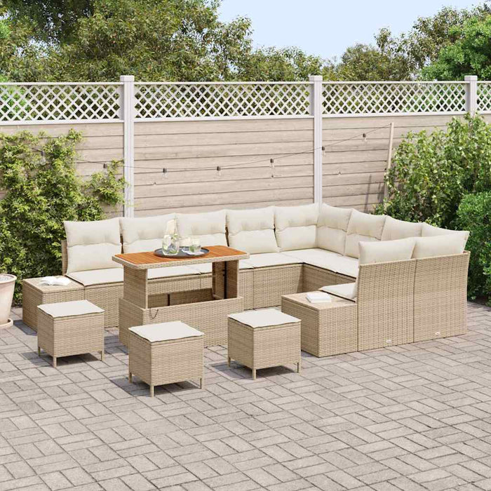 Set de canapele pentru grădină cu pernă 13 pcs Bej poliratan WALTI