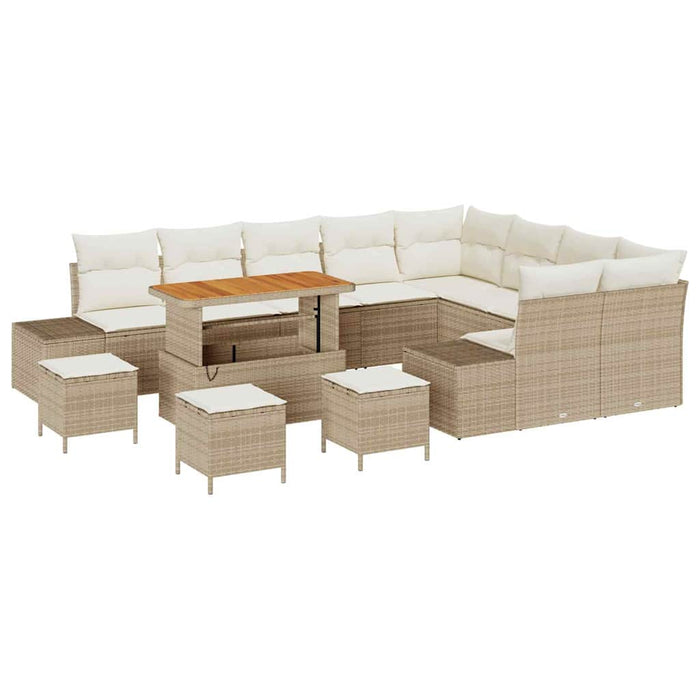 Set de canapele pentru grădină cu pernă 13 pcs Bej poliratan WALTI
