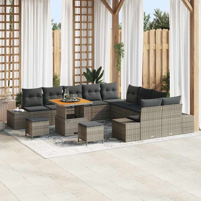 Set de canapele pentru grădină cu pernă 13 pcs Gri Rattan poli - WALTI WALTI