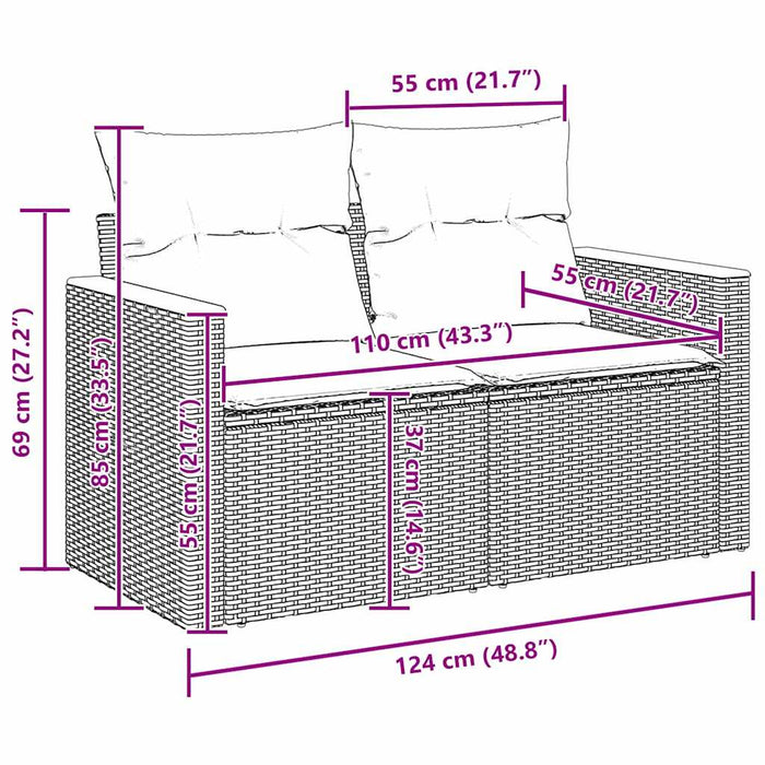 Set de canapele pentru grădină cu pernă 8 pcs Gri Rattan poli - WALTI WALTI