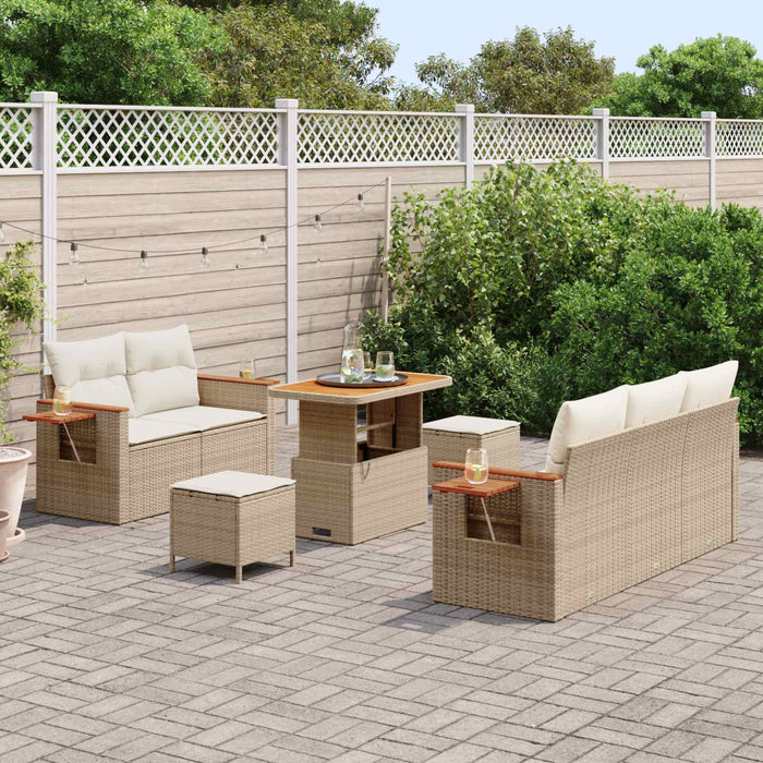 Set de canapele pentru grădină 8 pcs Bej poliratan WALTI