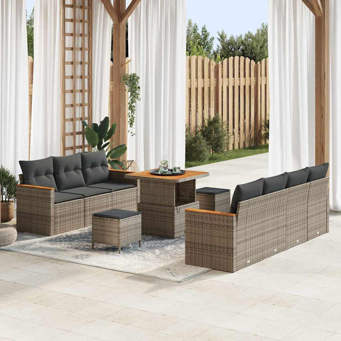 Set de canapele pentru grădină cu pernă 10 pcs Gri Rattan poli - WALTI WALTI