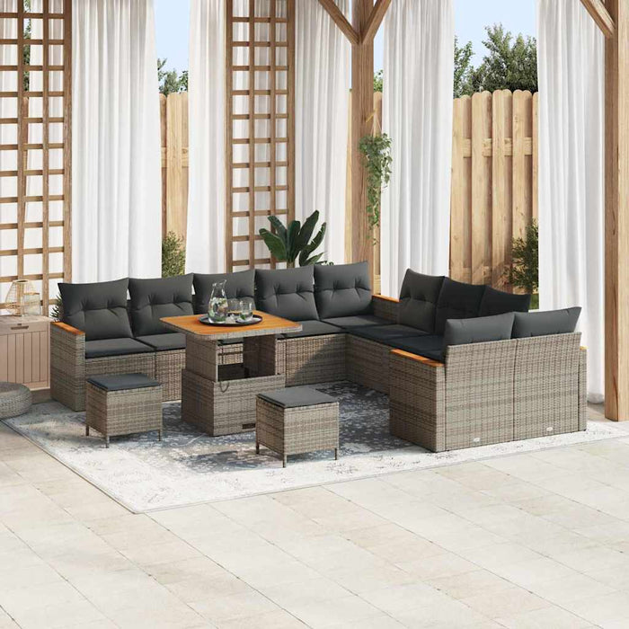 Set de canapele pentru grădină cu pernă 13 pcs Gri Rattan poli - WALTI WALTI