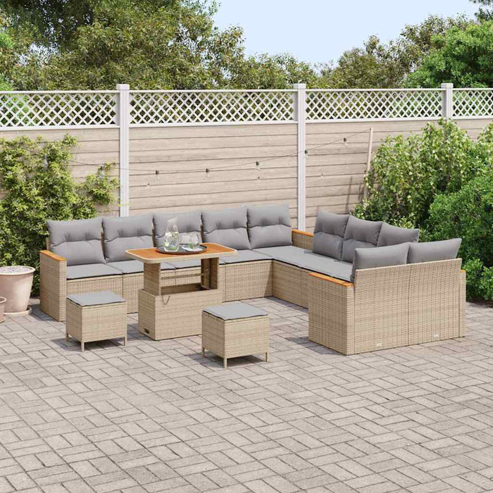 Set de canapele pentru grădină cu pernă 13 pcs Bej Rattan poli - WALTI WALTI