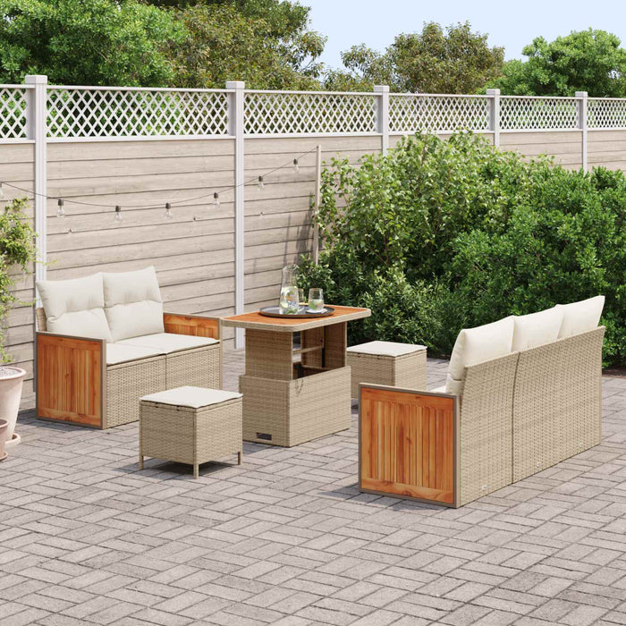Set de canapele pentru grădină cu pernă 8 pcs Bej și crem WALTI