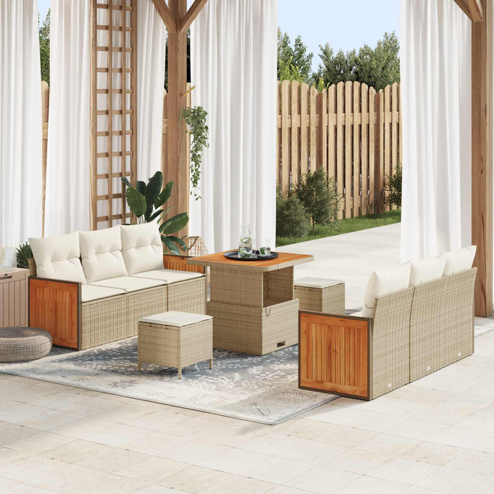 Set de canapele pentru grădină cu pernă 9 pcs Bej și crem - WALTI WALTI