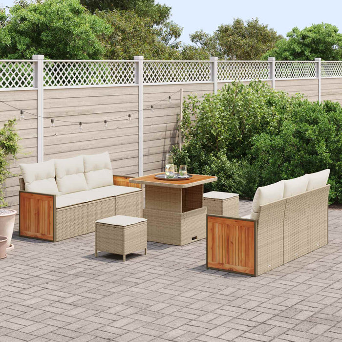 Set de canapele pentru grădină cu pernă 9 pcs Bej și crem - WALTI WALTI