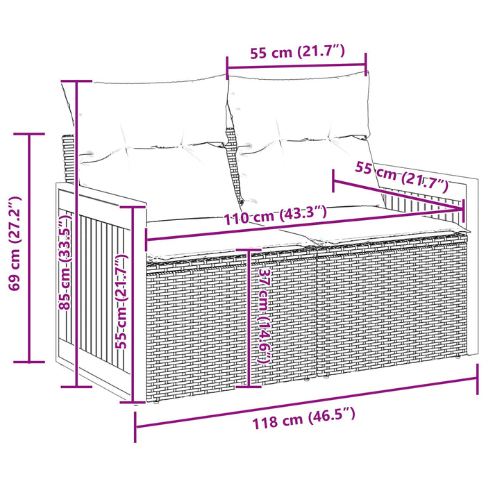 Set de canapele pentru grădină cu pernă 9 pcs Bej și crem - WALTI WALTI