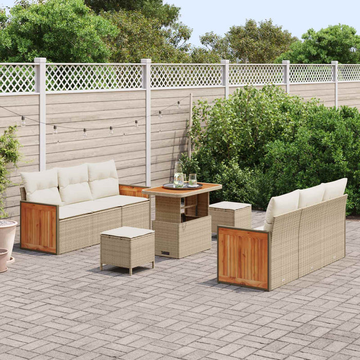 Set de canapele pentru grădină cu pernă 9 pcs Bej și crem WALTI
