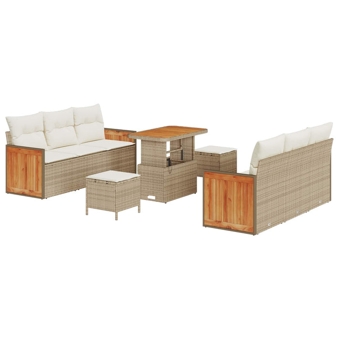 Set de canapele pentru grădină cu pernă 9 pcs Bej și crem WALTI
