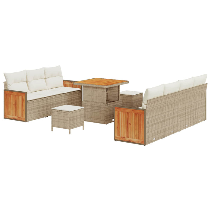 Set de canapele pentru grădină cu pernă 10 pcs Bej și crem WALTI