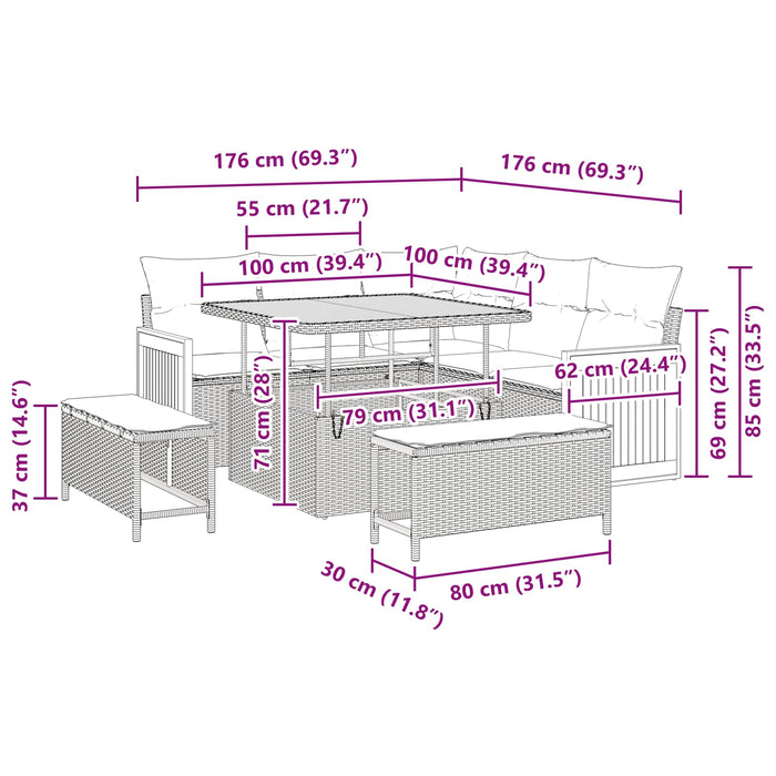 Set de canapele pentru grădină 8 buc. 8-Număr de locuri WALTI