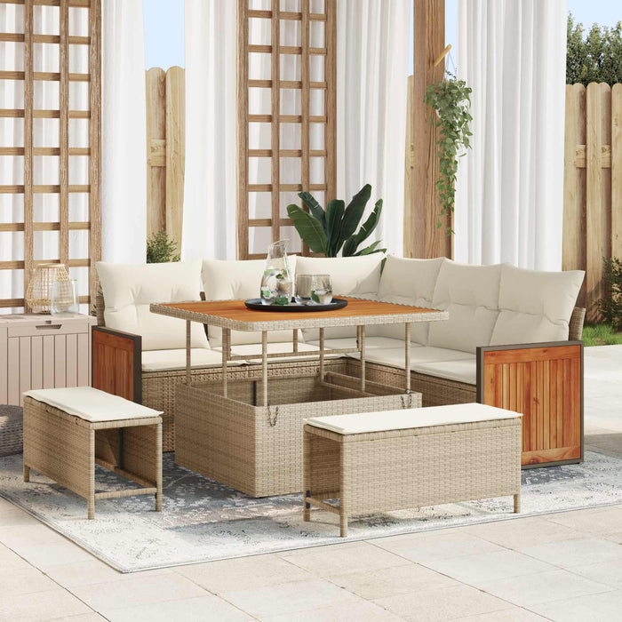 Set de canapele pentru grădină cu pernă 8 pcs Bej și crem WALTI