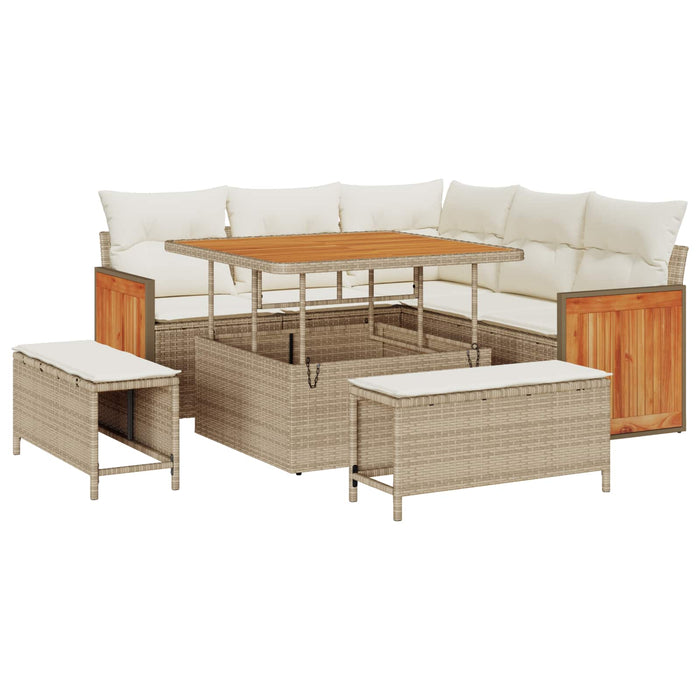 Set de canapele pentru grădină cu pernă 8 pcs Bej și crem WALTI