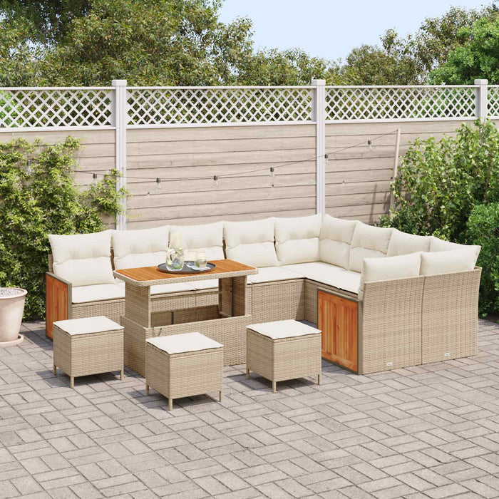 Set de canapele pentru grădină cu pernă 13 pcs Bej și crem WALTI