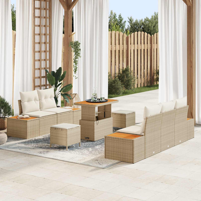 Set de canapele pentru grădină cu pernă 8 pcs Bej și crem WALTI