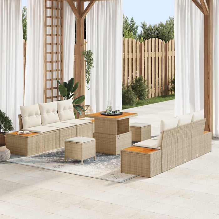 Set de canapele pentru grădină cu pernă 9 pcs Bej și crem - WALTI WALTI