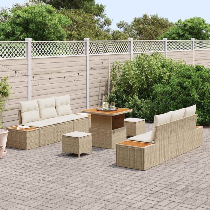 Set de canapele pentru grădină cu pernă 9 pcs Bej și crem - WALTI WALTI