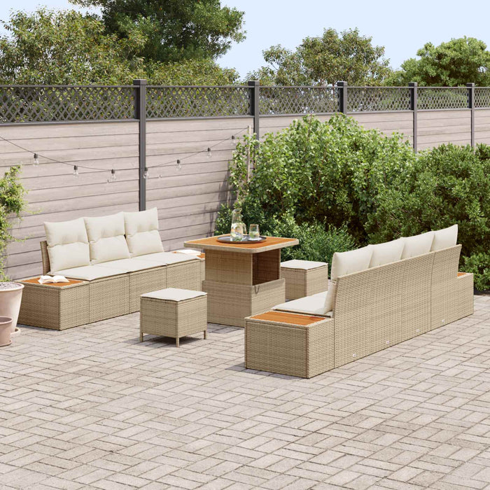 Set de canapele pentru grădină cu pernă 10 pcs Bej și crem WALTI