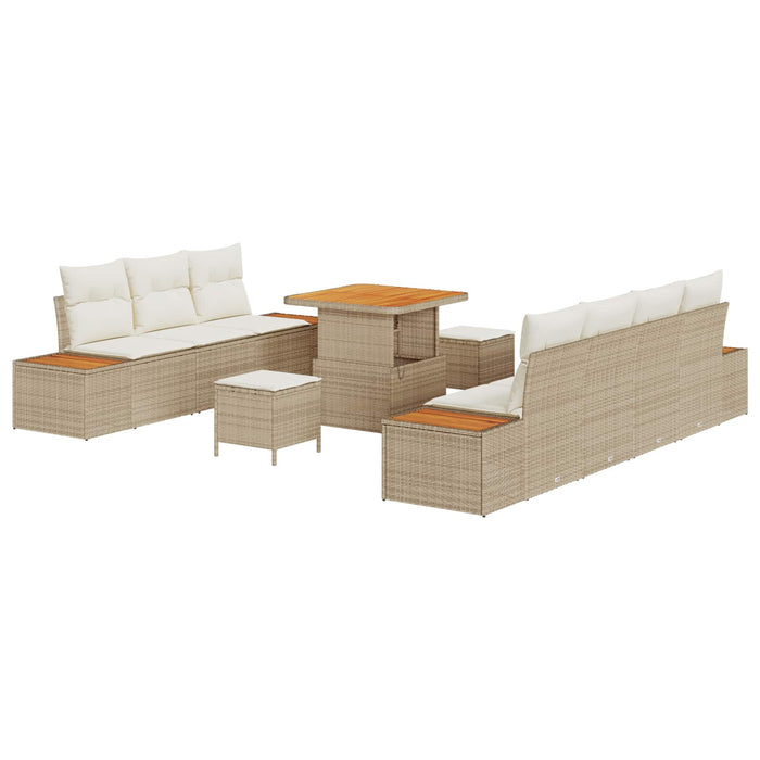 Set de canapele pentru grădină cu pernă 10 pcs Bej și crem WALTI