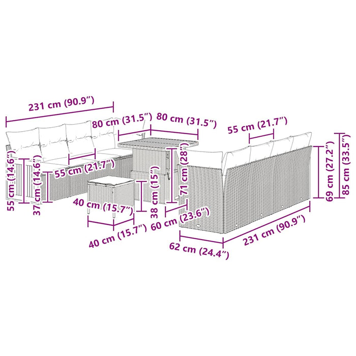 Set de canapele pentru grădină cu pernă Manual 11 pcs Gri - WALTI WALTI