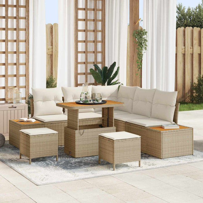 Set de canapele pentru grădină cu pernă 8 pcs Bej și crem WALTI