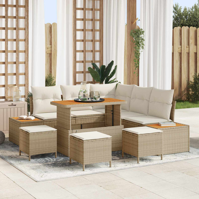 Set de canapele pentru grădină cu pernă 9 pcs Bej și crem WALTI