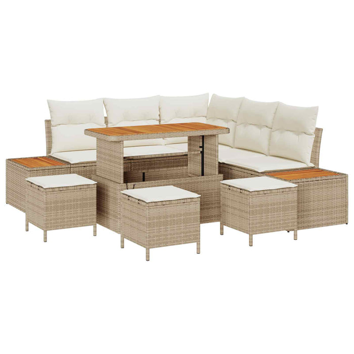 Set de canapele pentru grădină cu pernă 9 pcs Bej și crem WALTI
