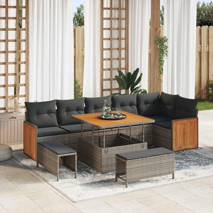Set de canapele pentru grădină 9 pcs Gri 100 x 100 x 71 cm - WALTI WALTI
